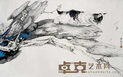 米春茂 猫趣图 立轴 64×99cm
